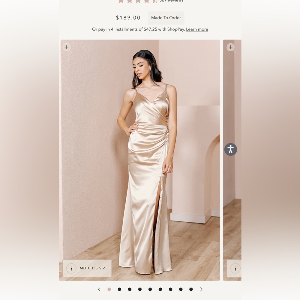Revelry gold champagne bridesmaids dress size 0 petite. Too small on me- NEW